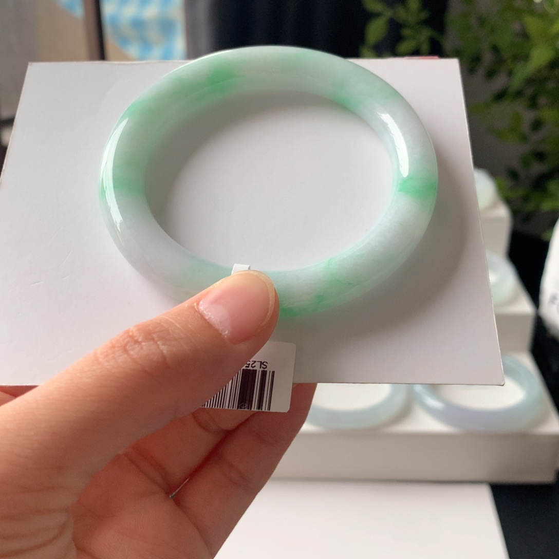 红***馆翡翠手镯未镶嵌圆条55 SL01