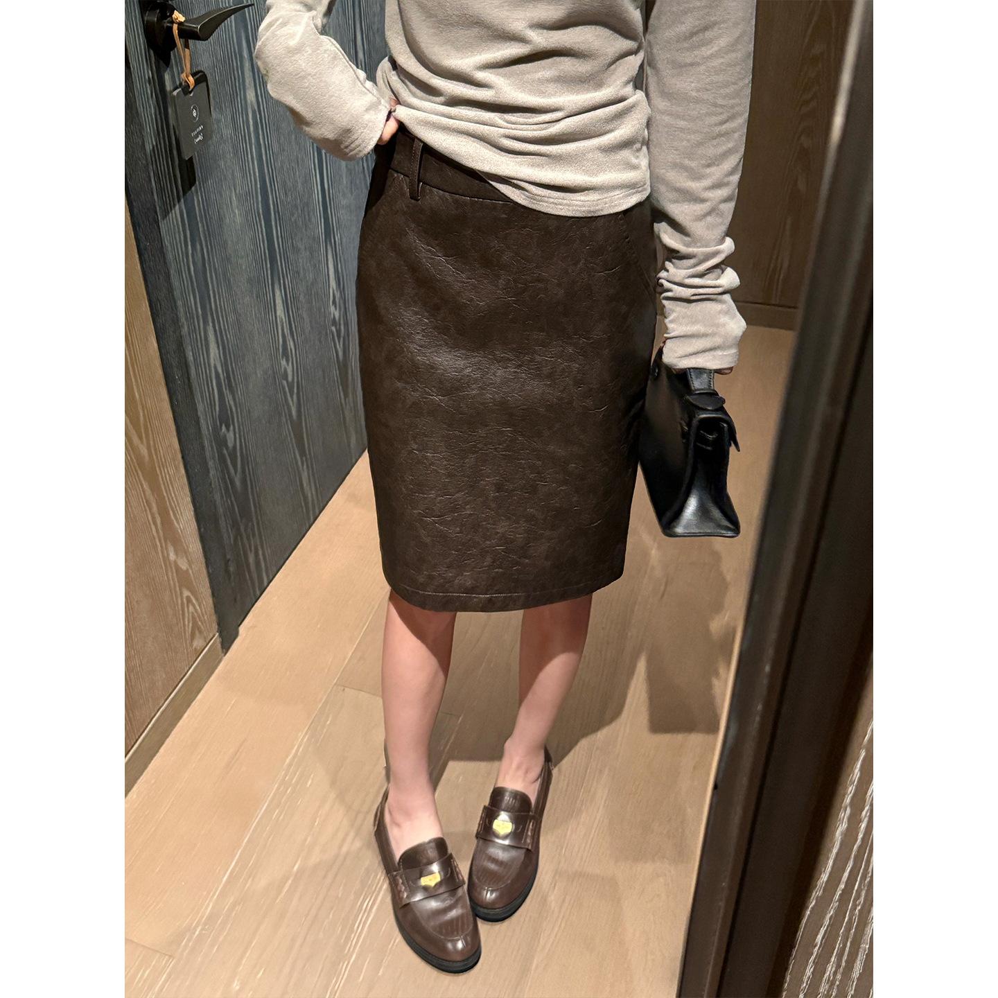 不冷BULENG半身裙后开叉中裙