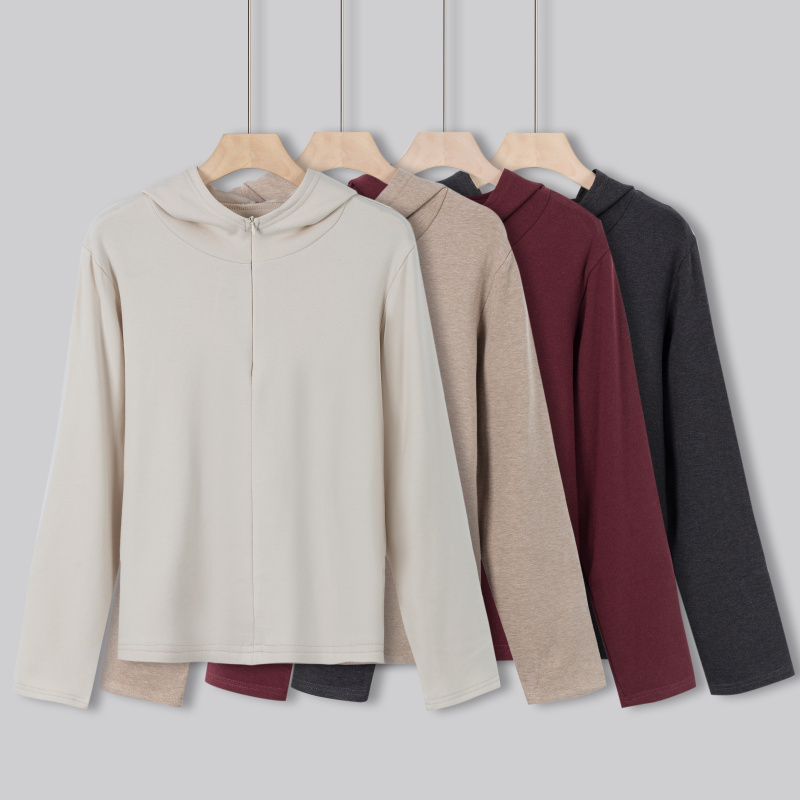 金品洋绒260克【冬季磨毛女款】正肩连帽保暖内衣5242