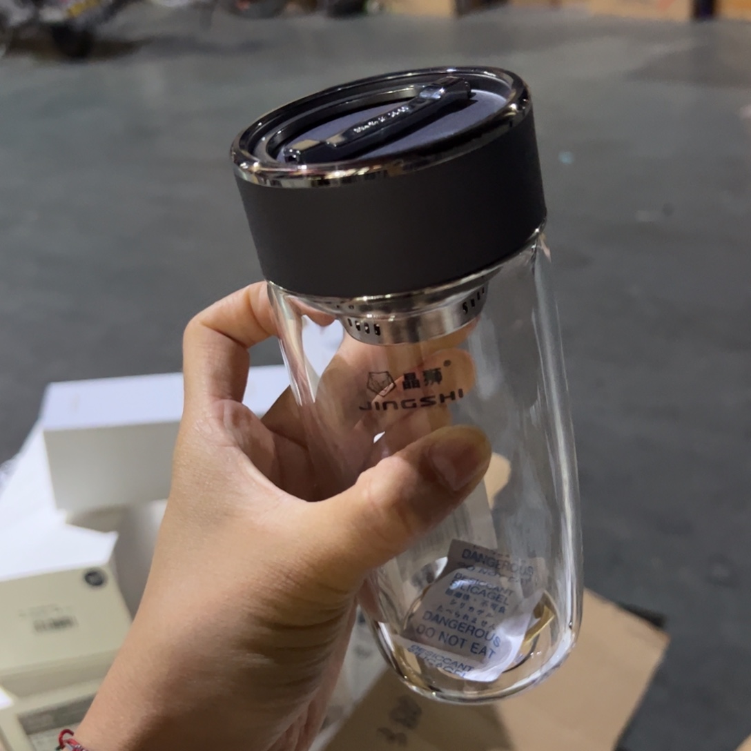 晶单层烫手玻璃杯380灰色提环灰色玻璃杯