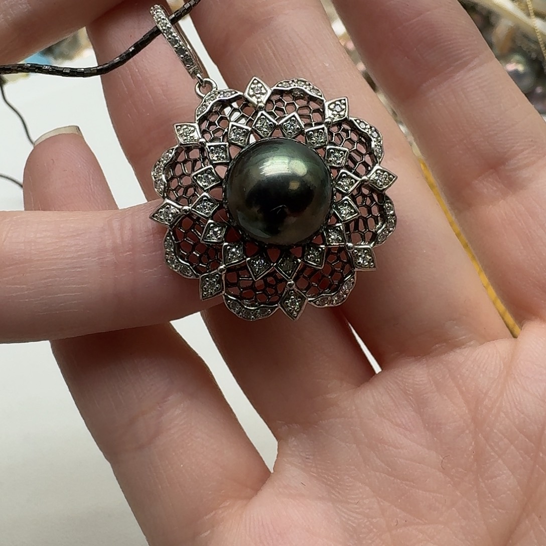 戒指海水珍珠银S925镶嵌