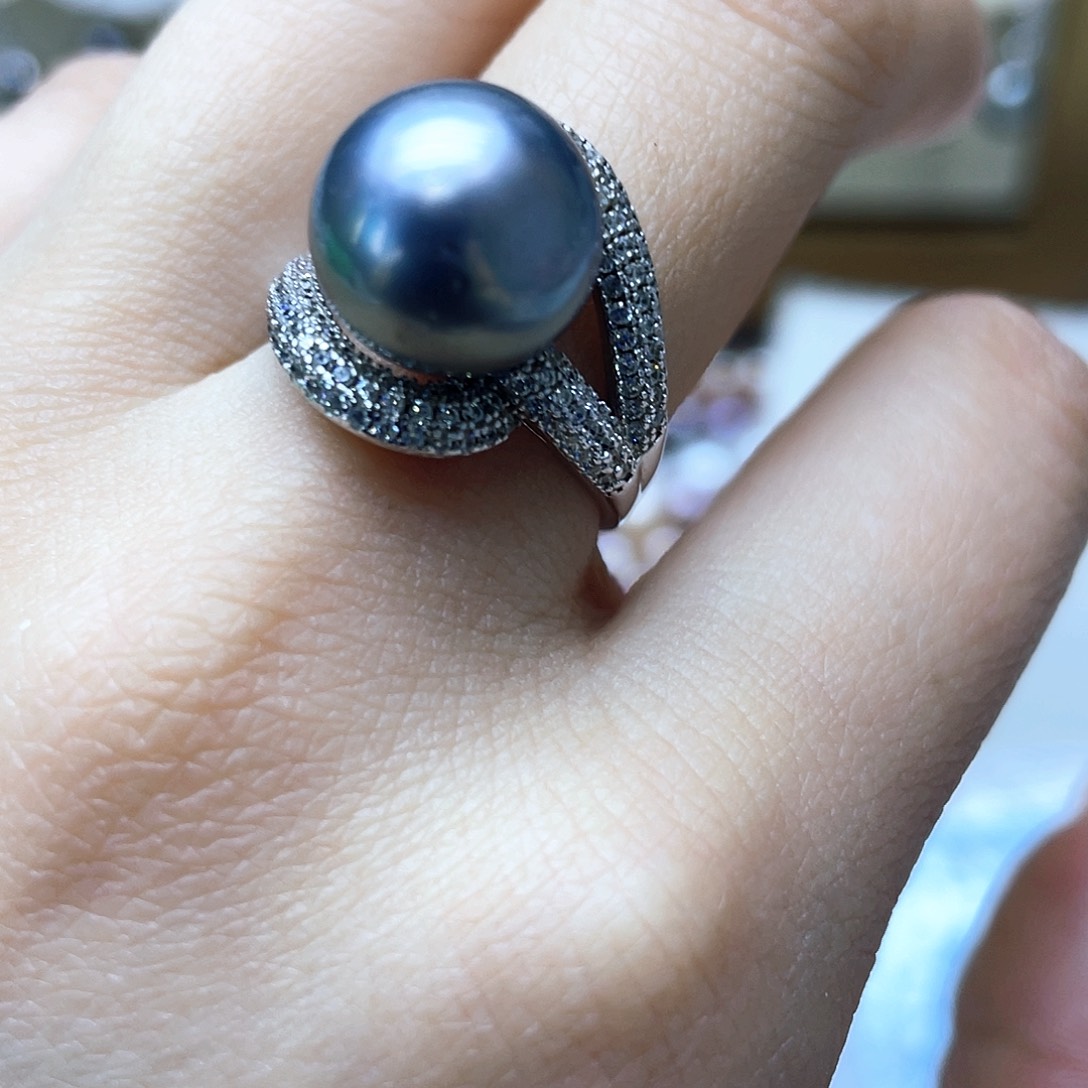 海水珍珠戒指银S925镶嵌