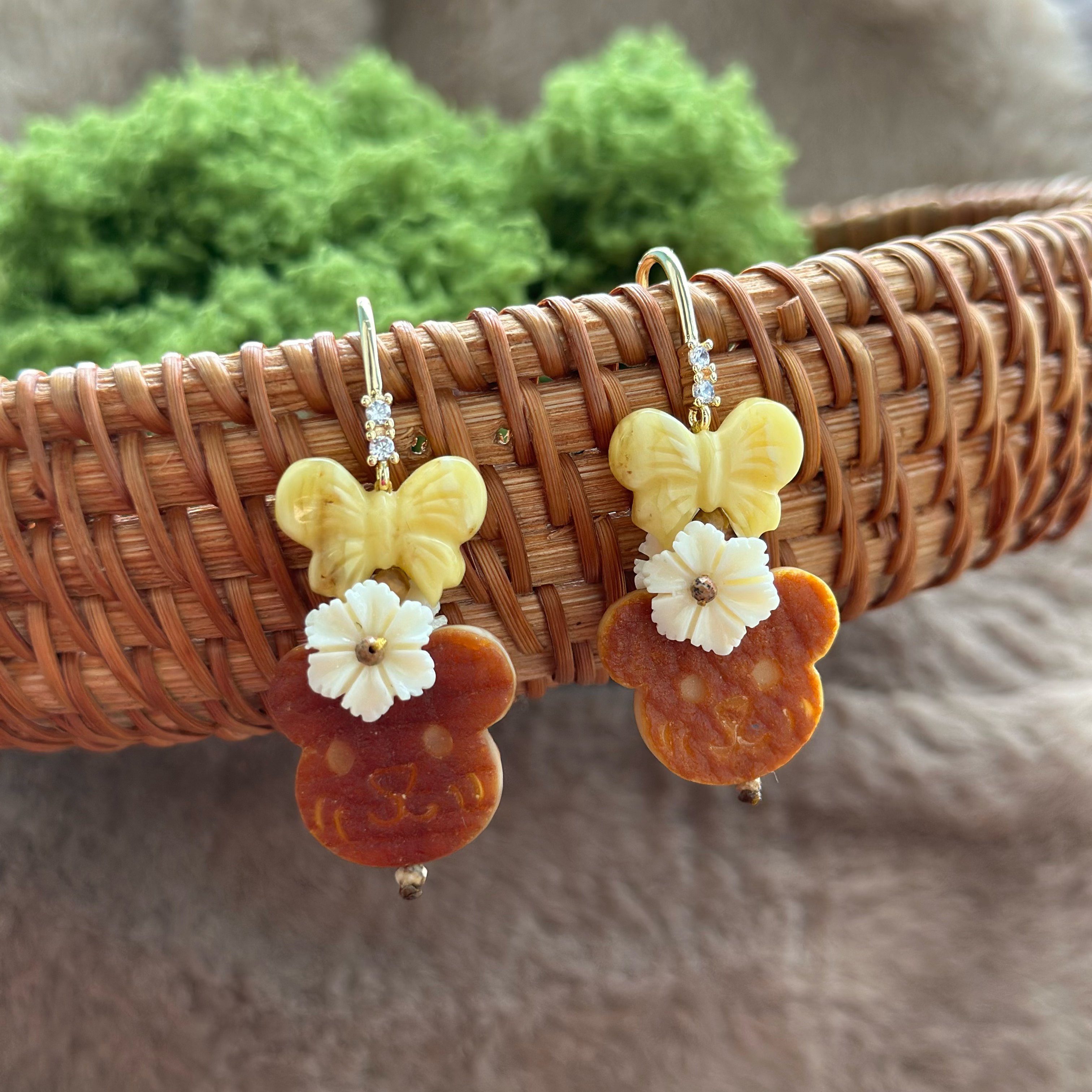 吉月蜜蜡米奇精品耳坠