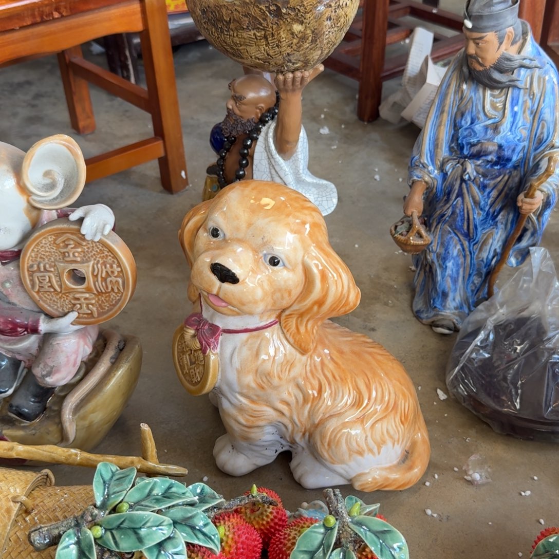 莲***3石湾窑陶瓷摆件小狗