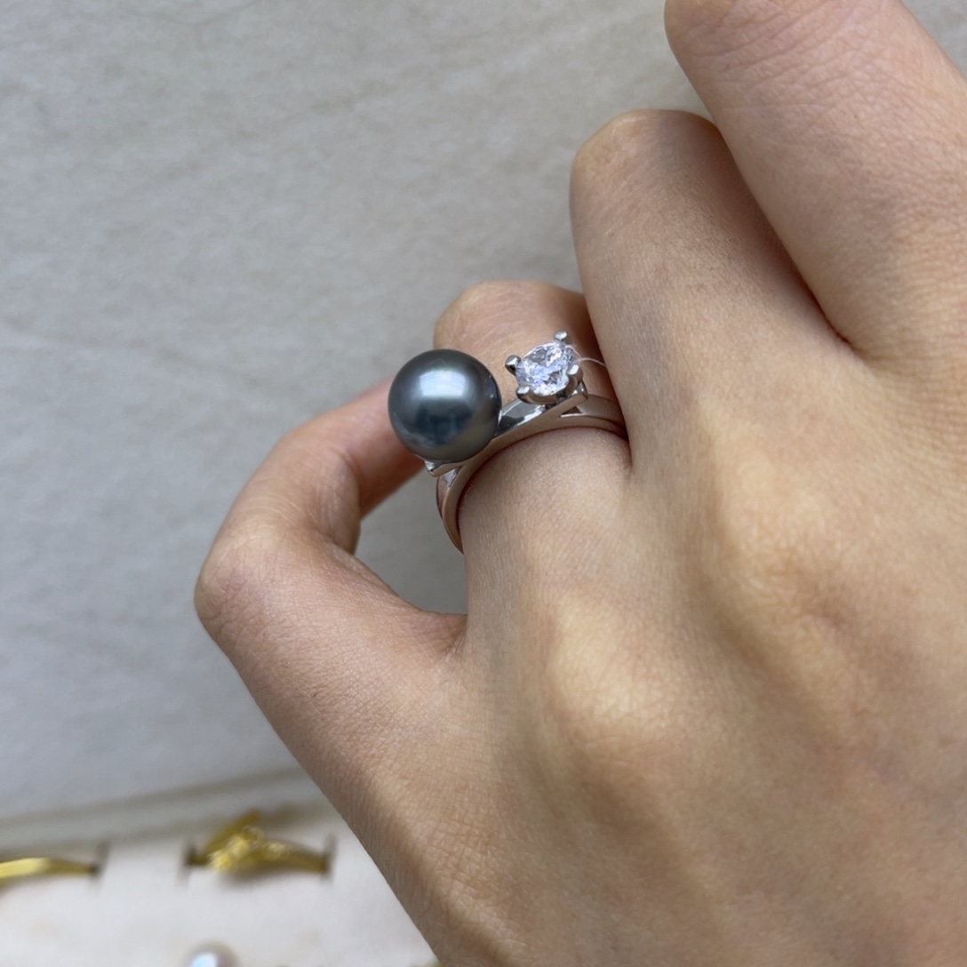 银S925镶嵌海水珍珠戒圈