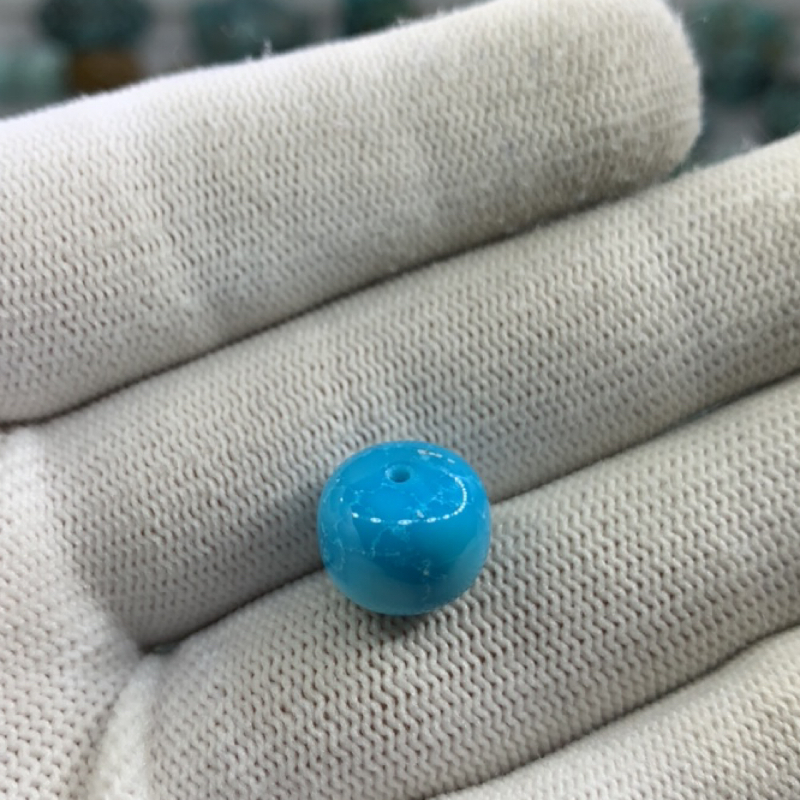 天然原矿绿松石老形珠睡美人玉化蓝系列