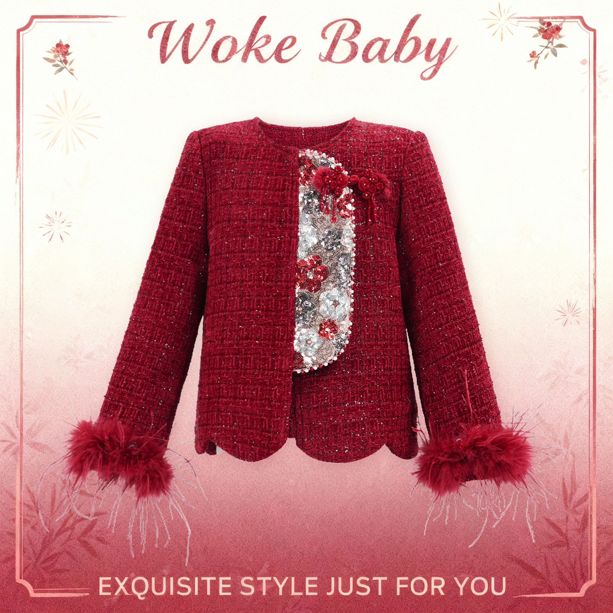 红绫梦｜小香风棉衣｜女童｜冬款｜ 刺绣｜2026新款｜汉服W5408