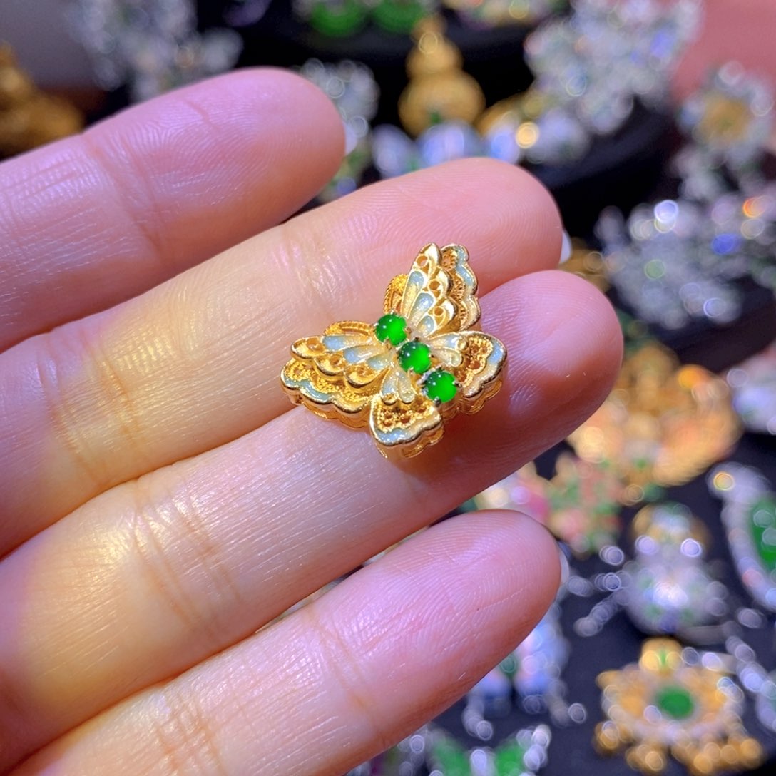 翡翠银S925镶嵌颈饰天然翡翠