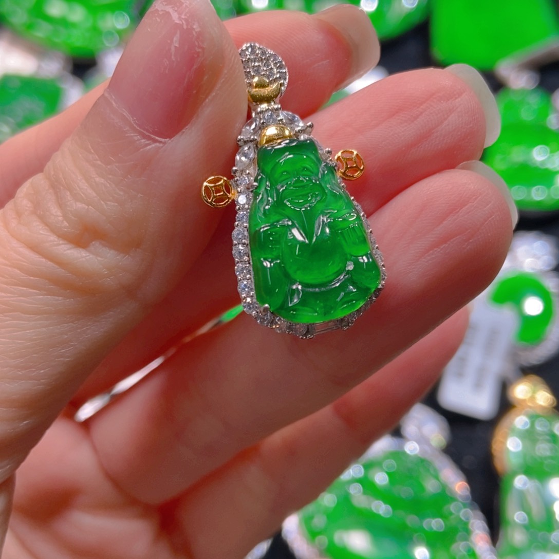翡翠吊坠(不含链)银S925镶嵌