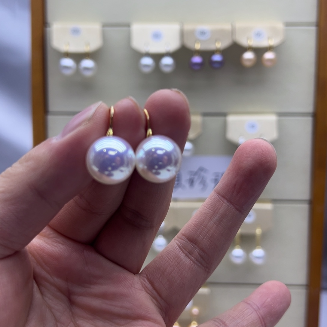 耳饰银S925镶嵌淡水珍珠