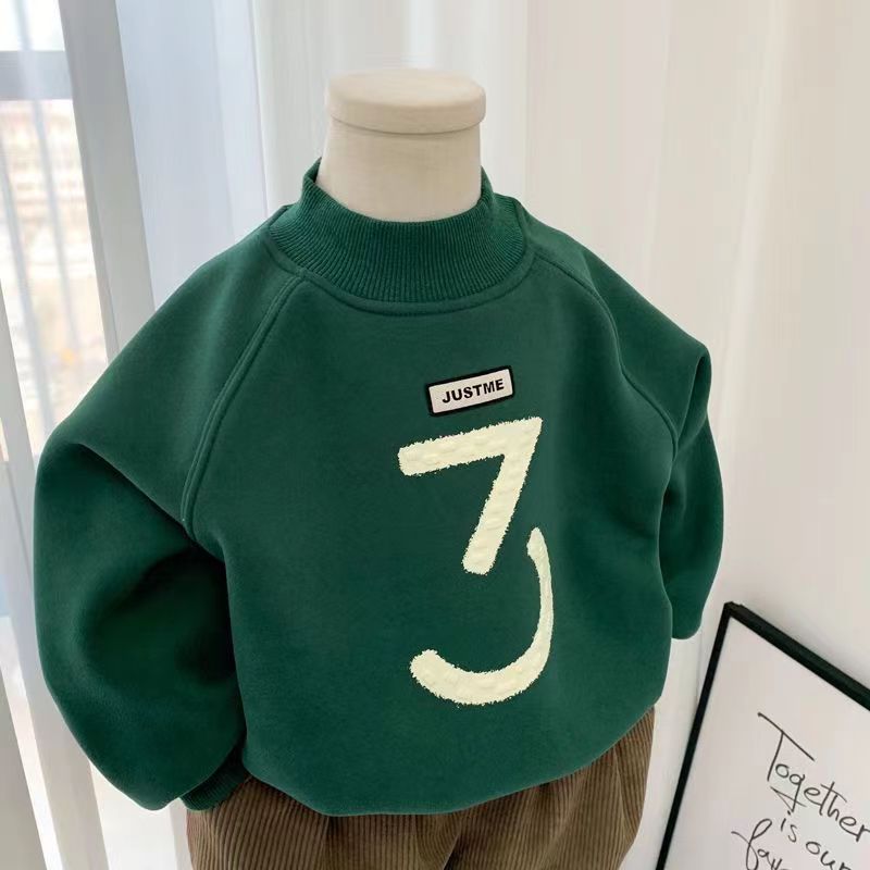 W加绒加厚款卫衣儿童装2025冬新款男童摇粒绒园领卫衣厚款保暖257