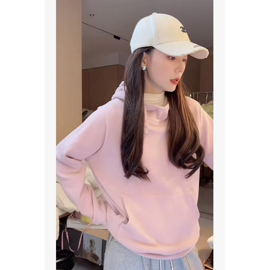 热皮绒【冬季搭配利器】内搭单穿休闲百搭套头绒绒连帽衫