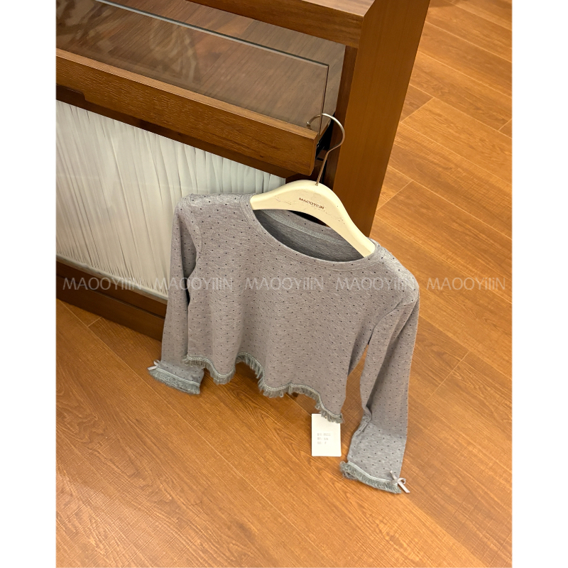 89211【 蝴蝶结 】 波点长袖T恤