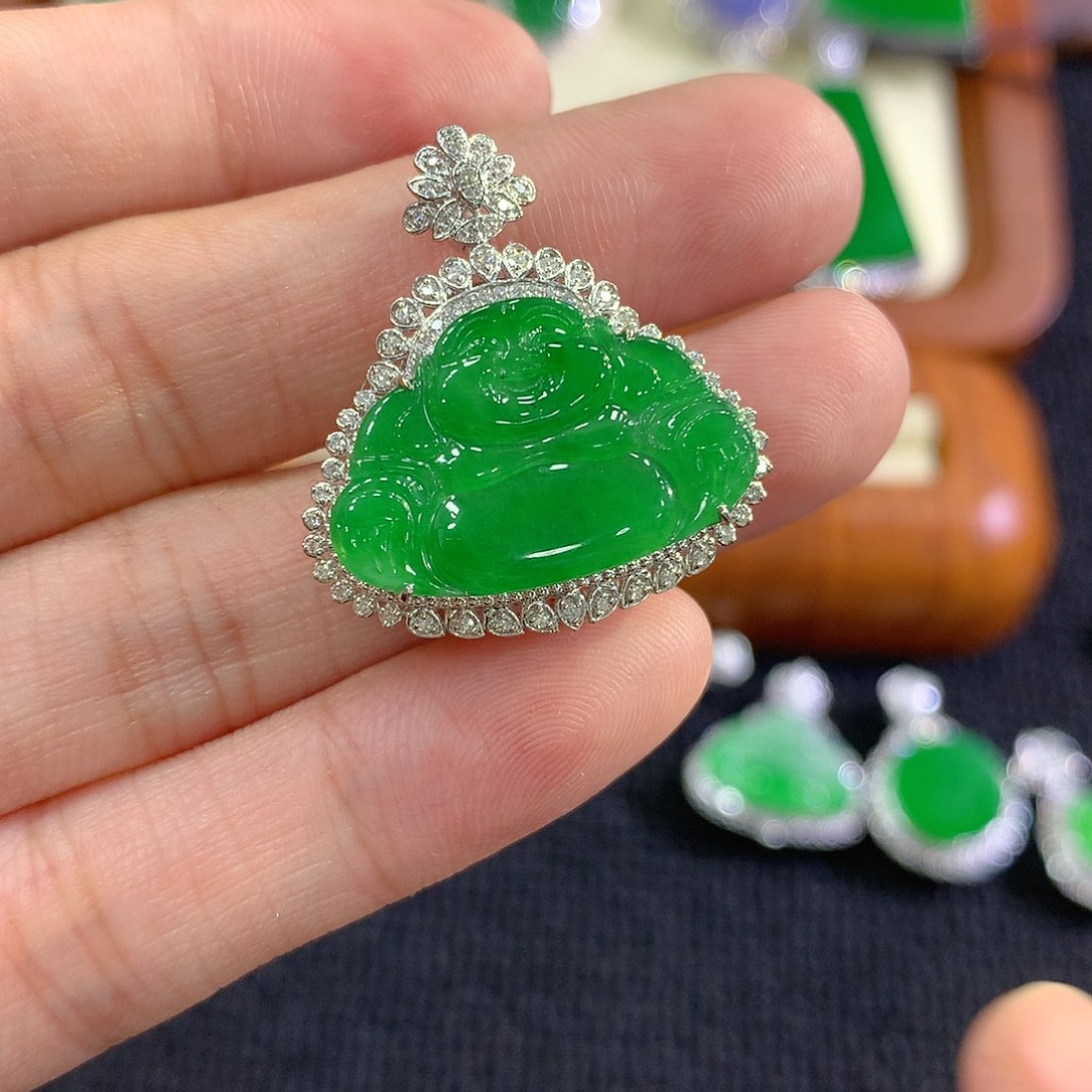 【闪购商品】翡翠18K金镶嵌吊坠(不含链)佛公