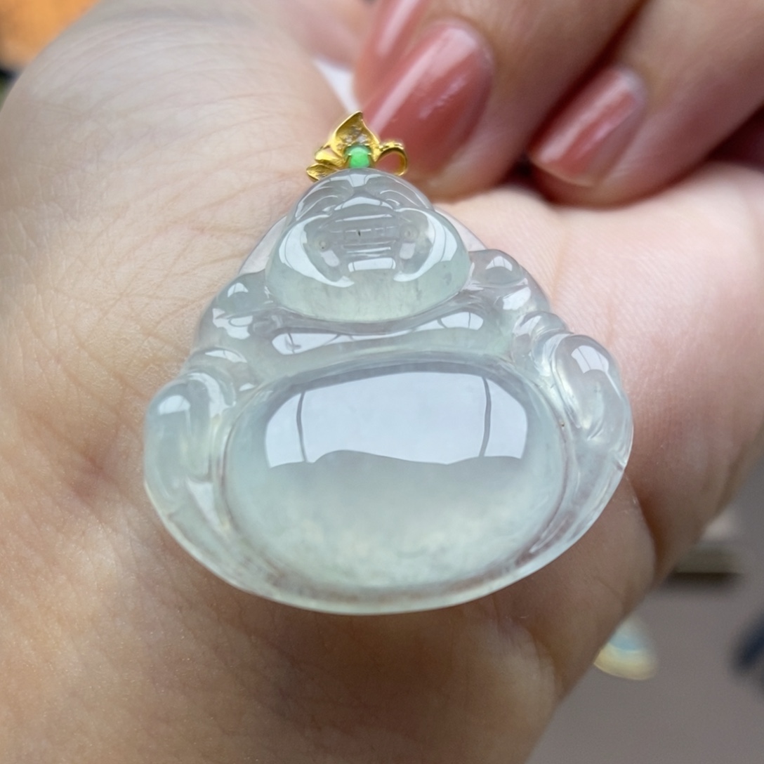 翡翠18K金镶嵌颈饰吊坠10