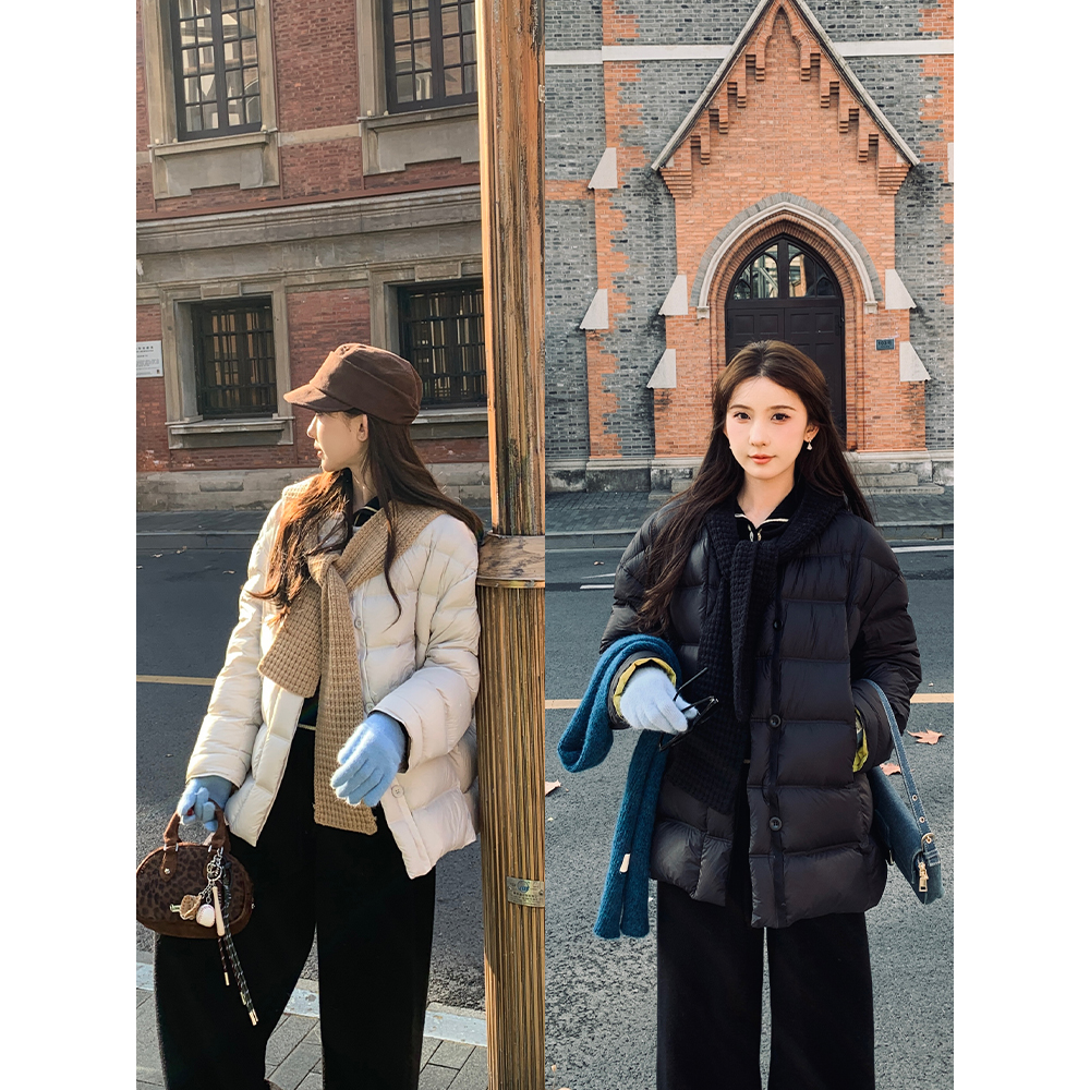 SHAOER【风中絮语】韩版宽松中长款加厚保暖羽绒服女S725X21474