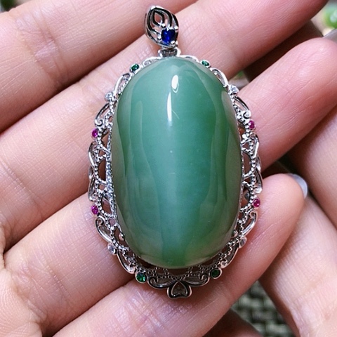 和田玉戒指银S925镶嵌