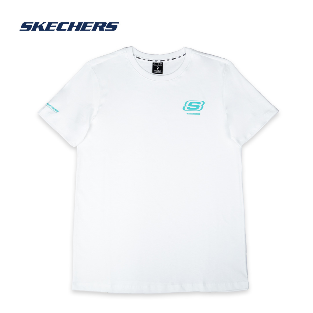 SKECHERS/斯凯奇大logo情侣款户外透气运动T恤清爽速干印花上衣