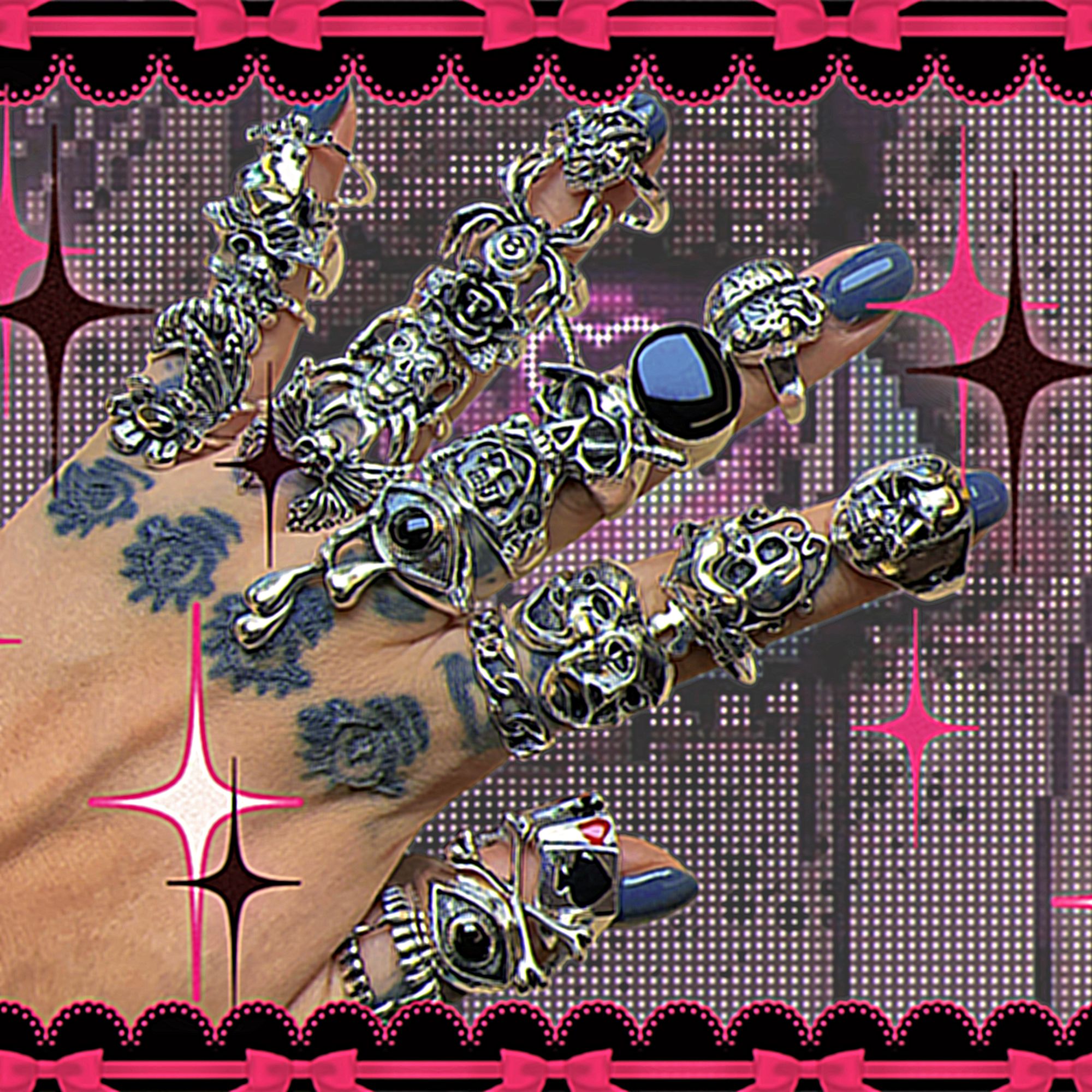 铜合金戒指 独特暗黑风十字架戒指女冷淡风ins小众设计感A0141