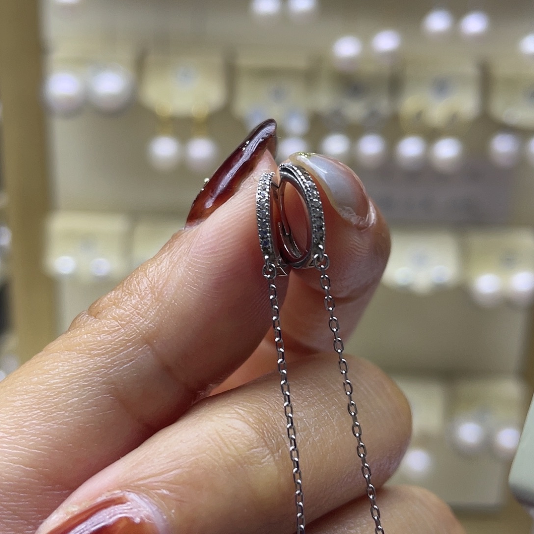 耳饰银S925镶嵌海水珍珠