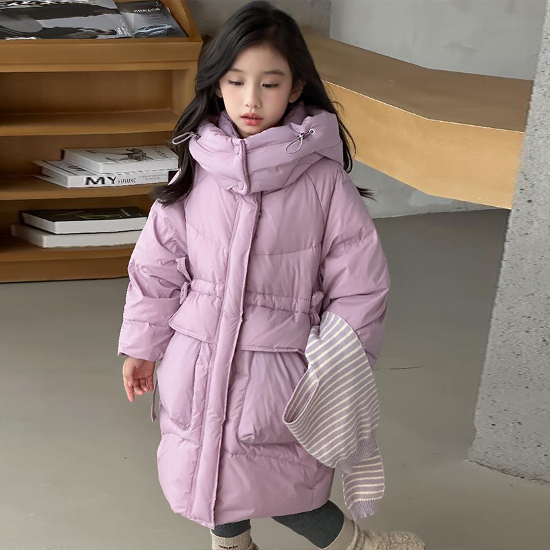 断码清仓女童冬季棉袄2025新款加厚保暖中长款休闲冬款时尚棉服