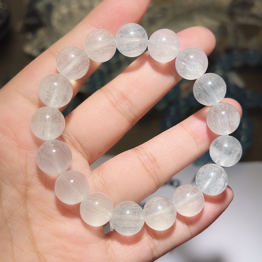 水晶手链未镶嵌拉丝绿兔毛12毫米