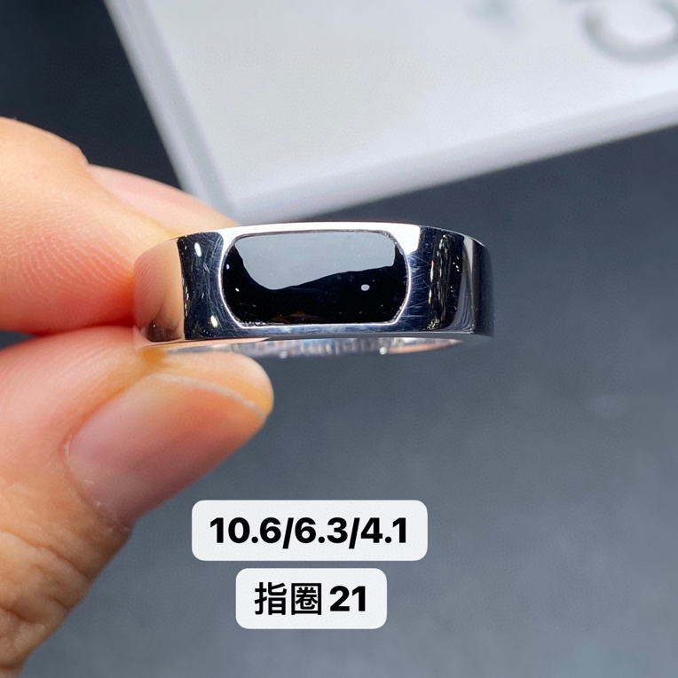 【墨翠戒指】  s925银定制镶嵌 品相饱满大气 尺寸如图一  