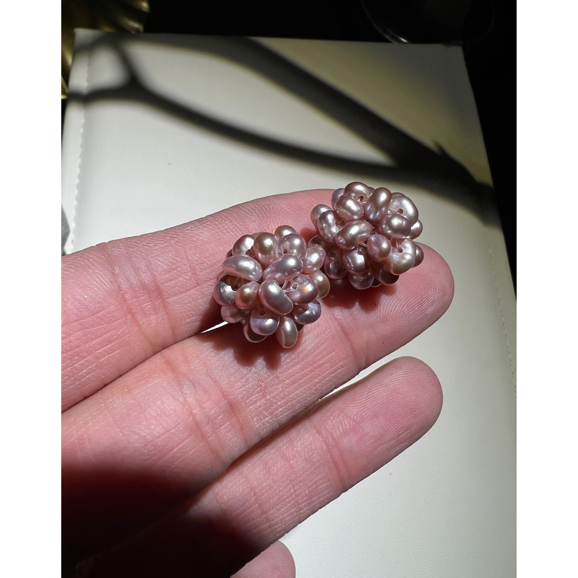 天然淡水珍珠绣球花耳钉气质紫色时尚925银耳饰百搭精致耳钉