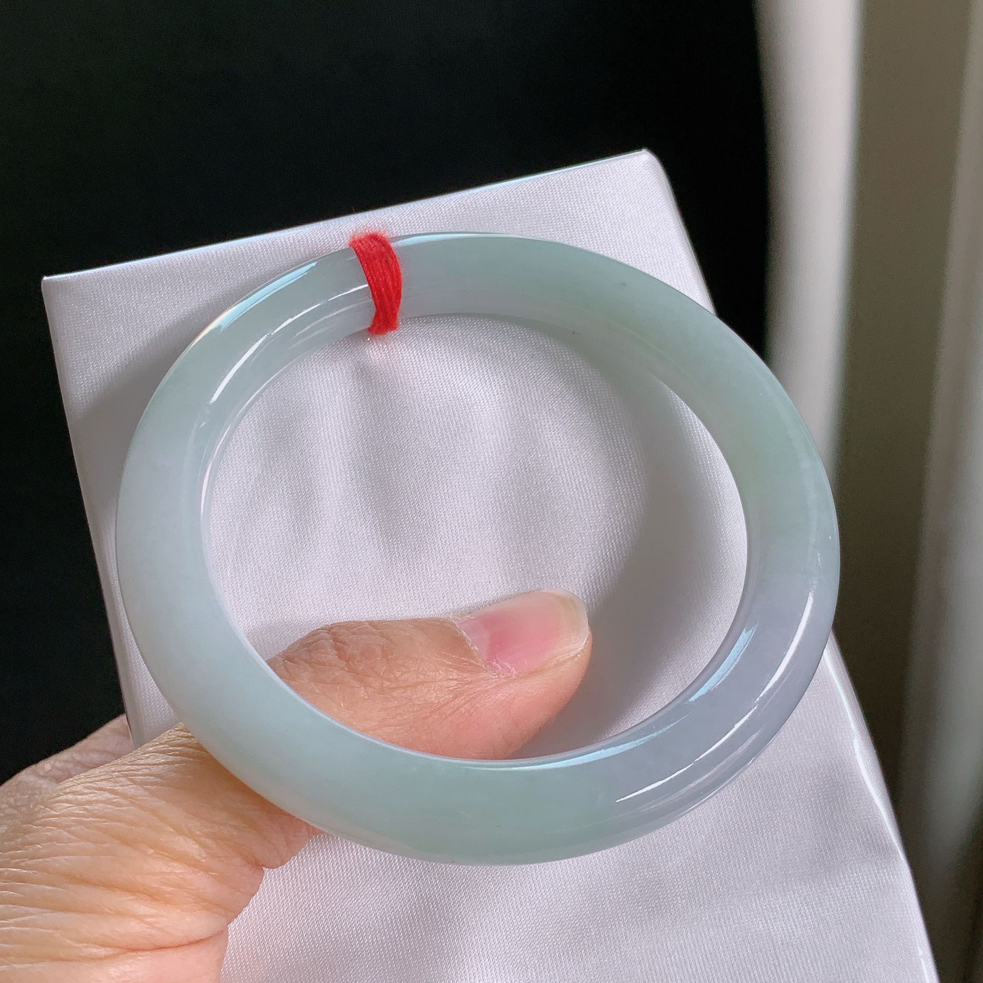 天然翡翠A货晴绿5556圆条手镯671冰透美人镯少女