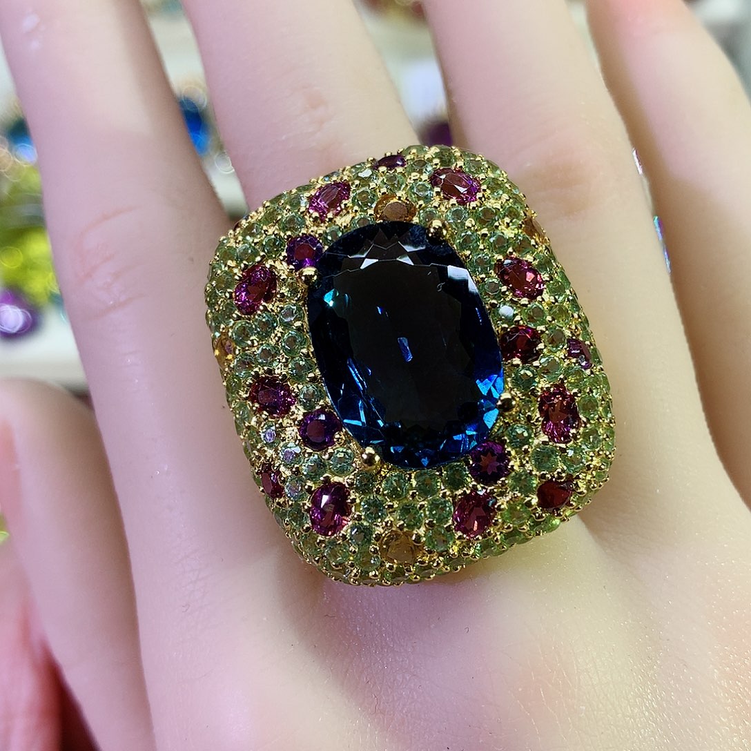 托帕石戒指银S925镶嵌