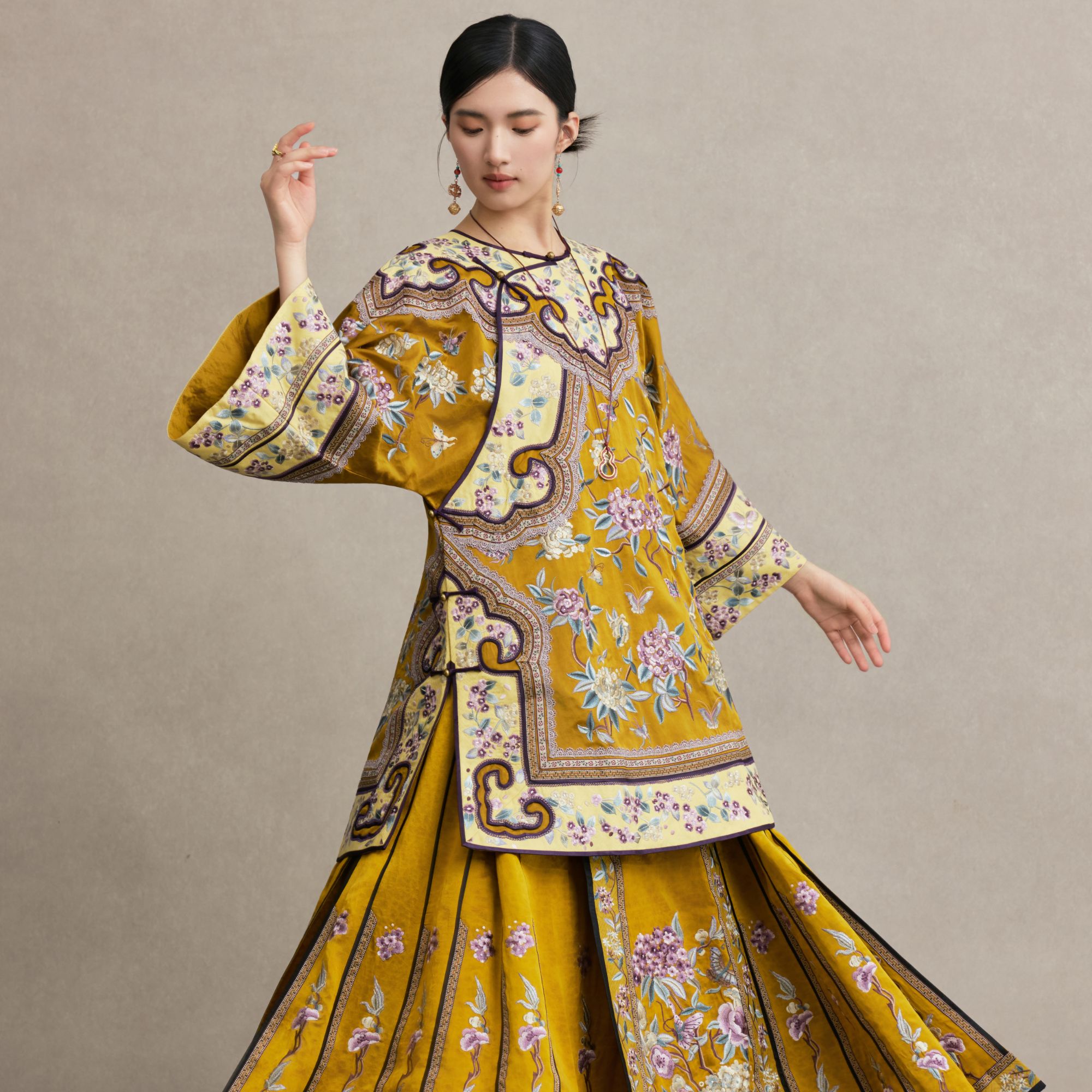 「金色诗韵」乐锦坊中国风高端手工原创重工斜襟汉服女装中式上衣