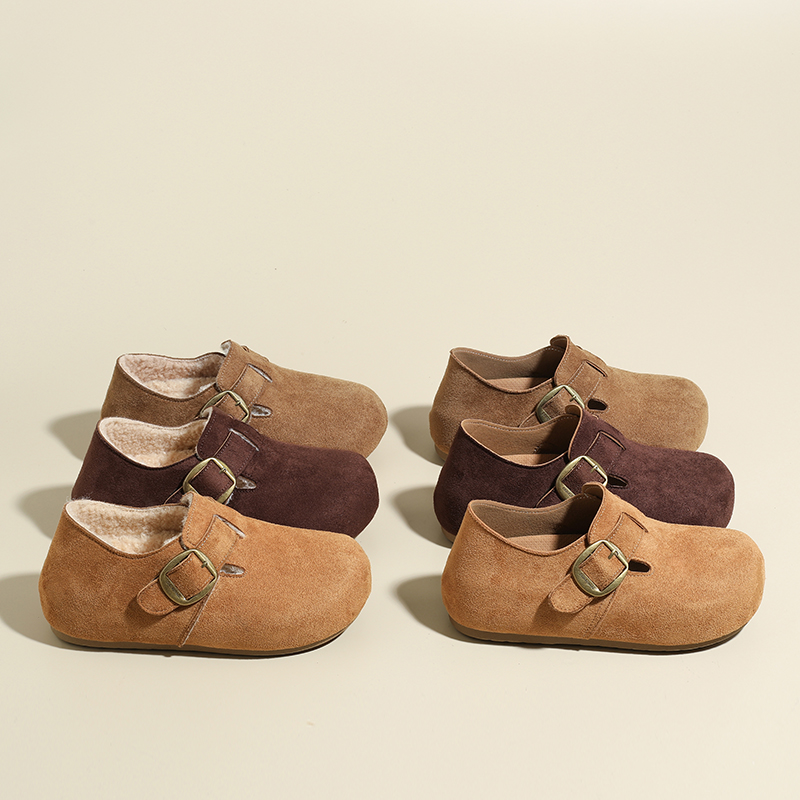 欧货内增高厚底冬季加绒勃肯鞋全包保暖2025新款毛毛博肯鞋女鞋子