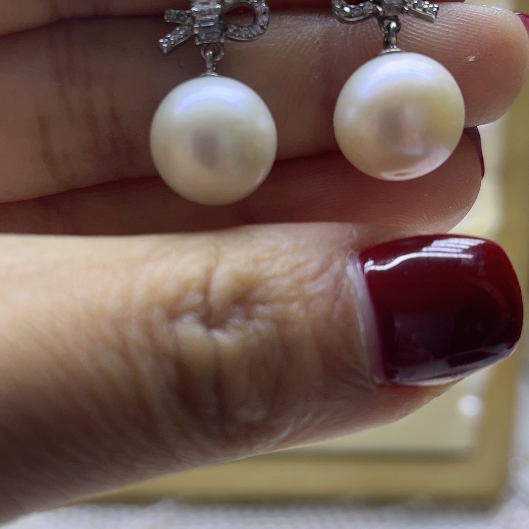 淡水珍珠耳饰银S925镶嵌