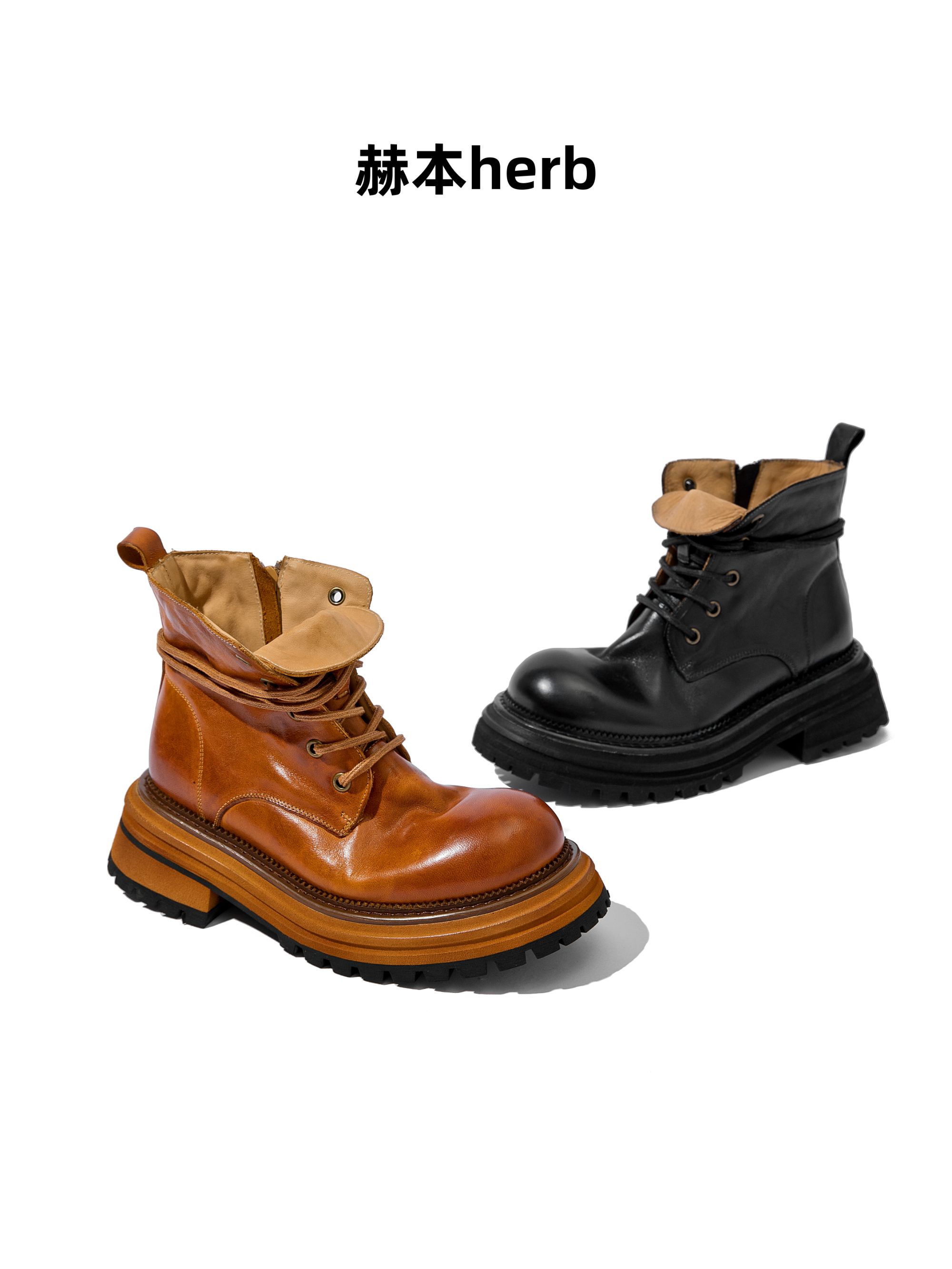 【加厚恒温】秋冬复古手工重水洗马皮侧拉链男女百搭舒适透气马丁靴