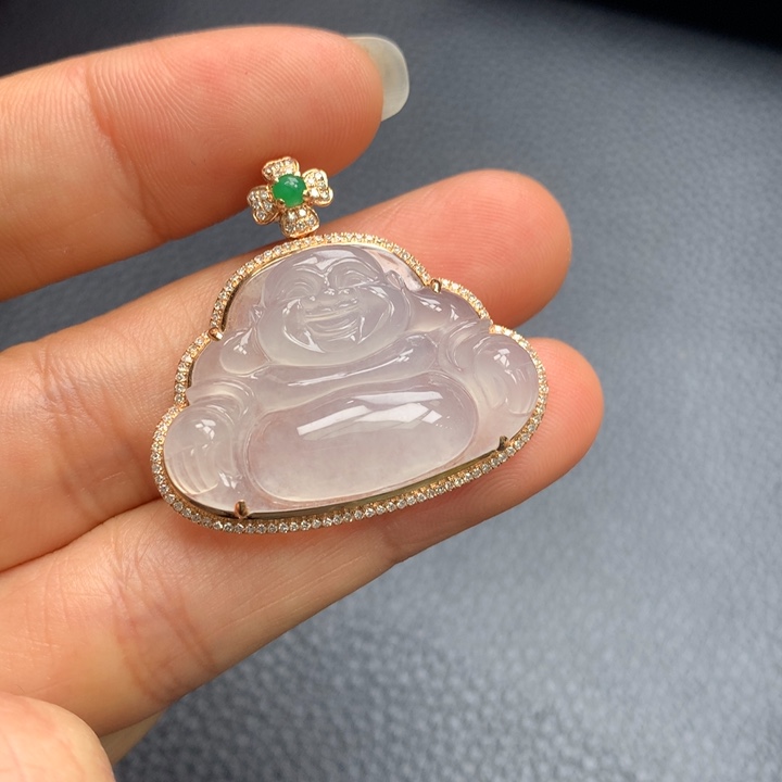 翡翠吊坠(不含链)18K金镶嵌