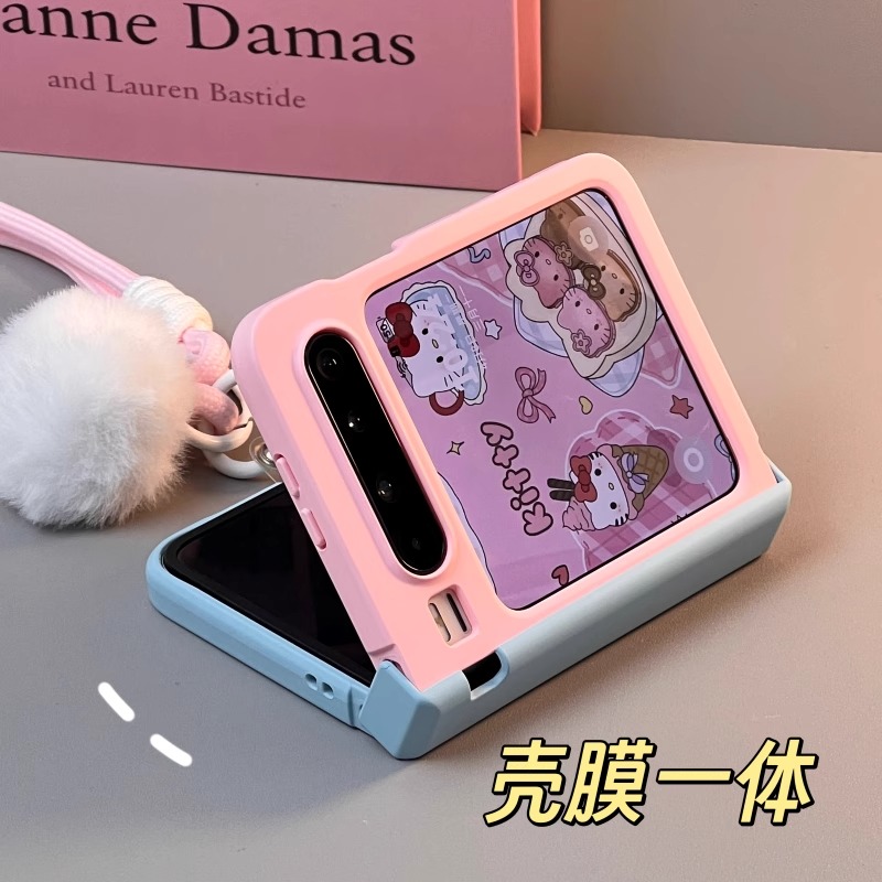 适用华为PuraX典藏版阔折叠手机壳膜一体蓝粉拼色全包肤感保护套