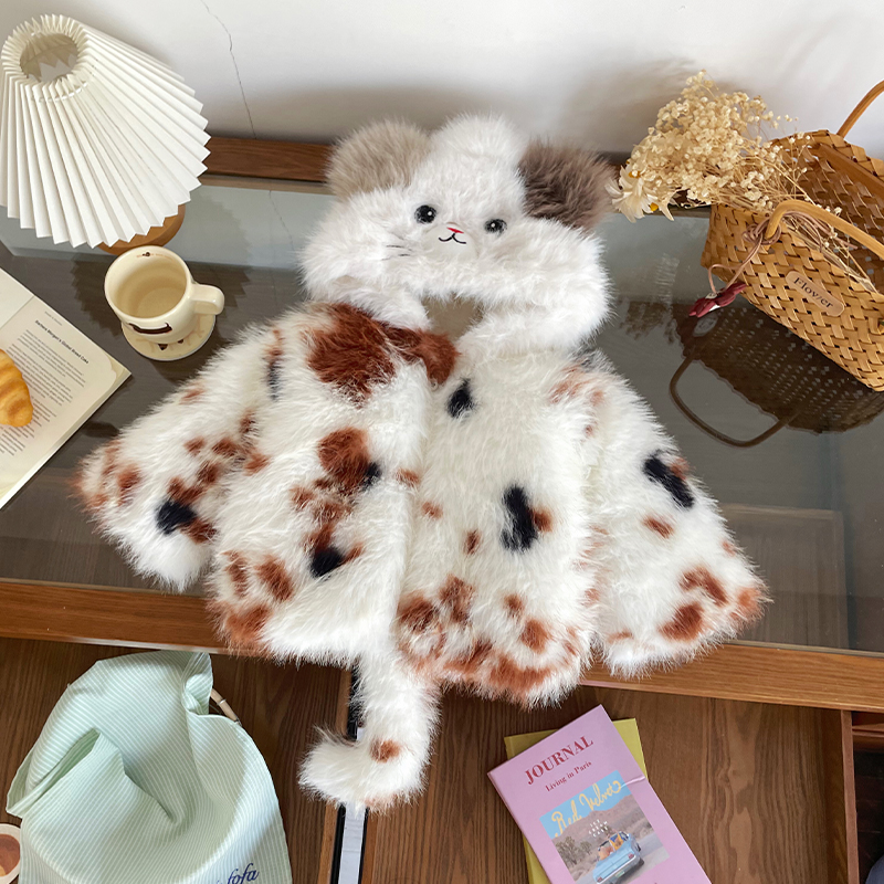 【预售】DW252523冬季新款儿童外套女童加绒加厚毛毛衣棉袄[汉服]