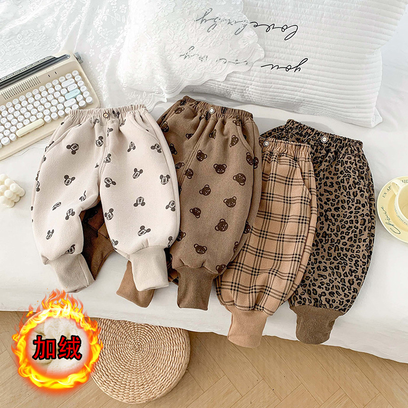 加绒加厚休闲裤韩系男女童秋冬季外穿保暖加厚裤子