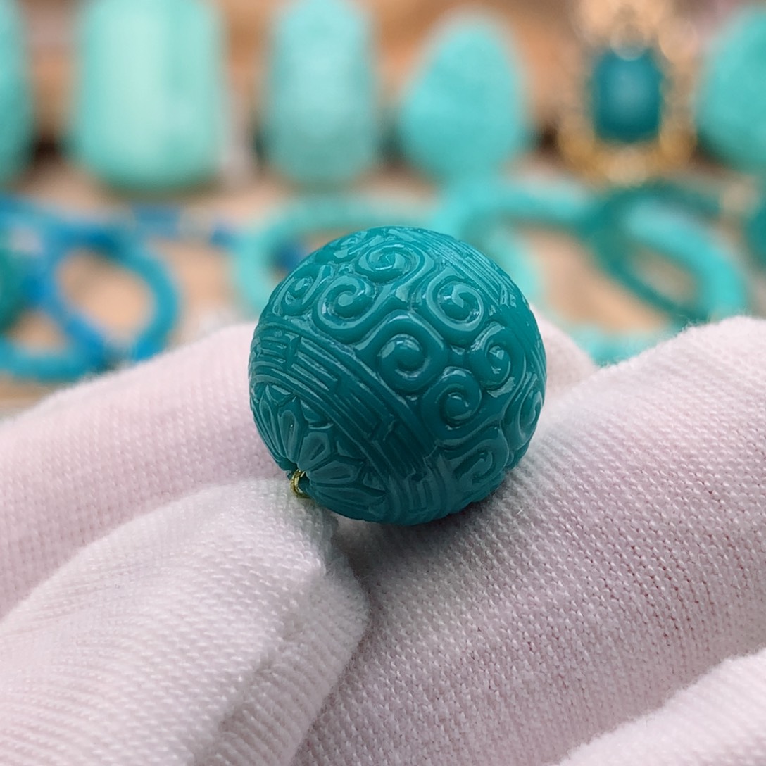 绿松石珠宝奇石未镶嵌14.9mm