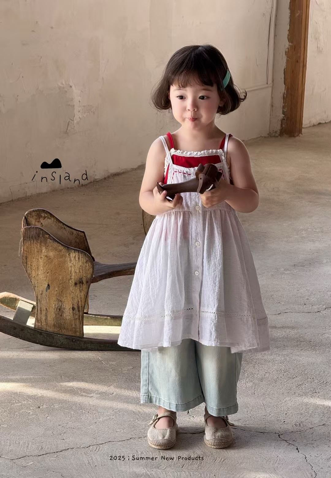 夏季吊带裙/背心裙A字裙女连衣裙韩版复古无袖童装纯色牛仔