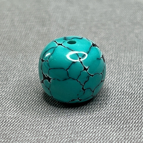 原矿绿松石水草网花纹老型，尺寸12x10.8mm重2.61克