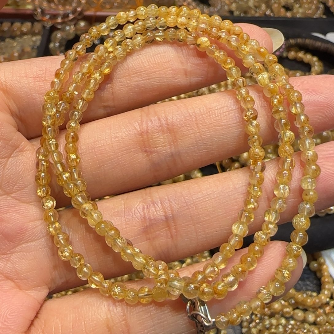 颈饰发晶银S925镶嵌钛晶三圈手链项链两用款