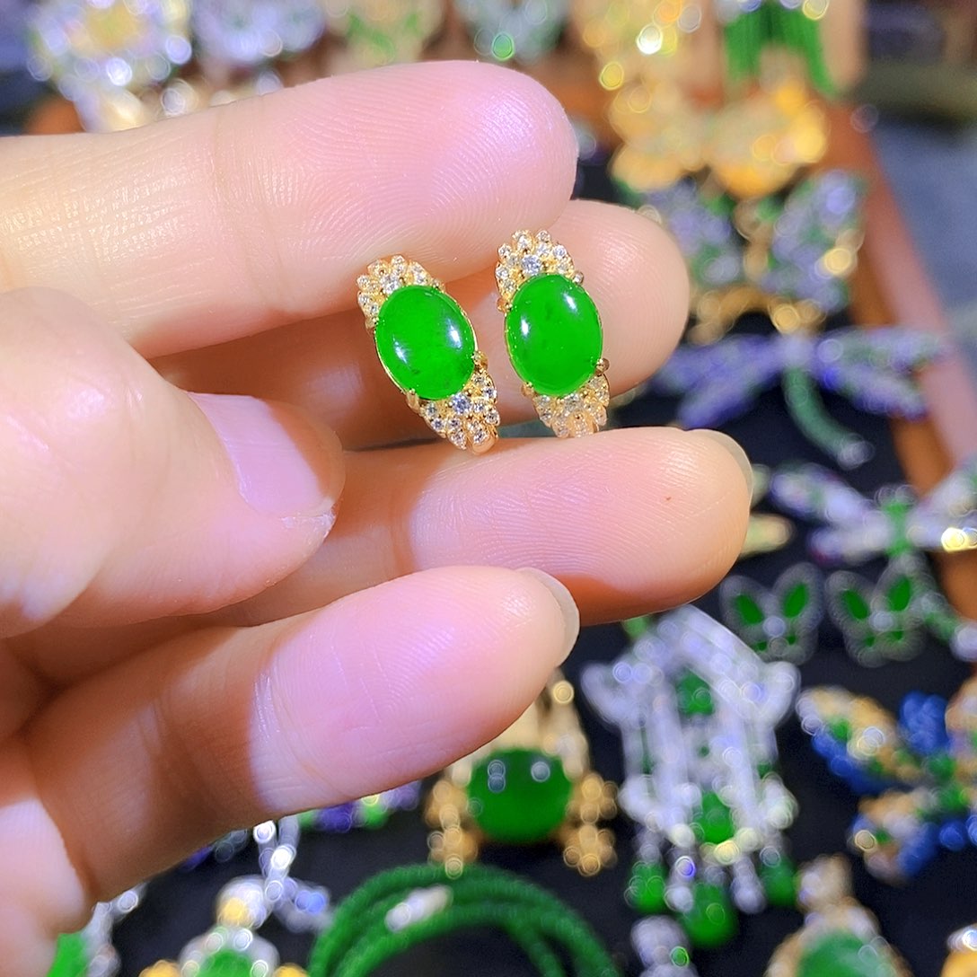 吊坠(不含链)银S925镶嵌翡翠