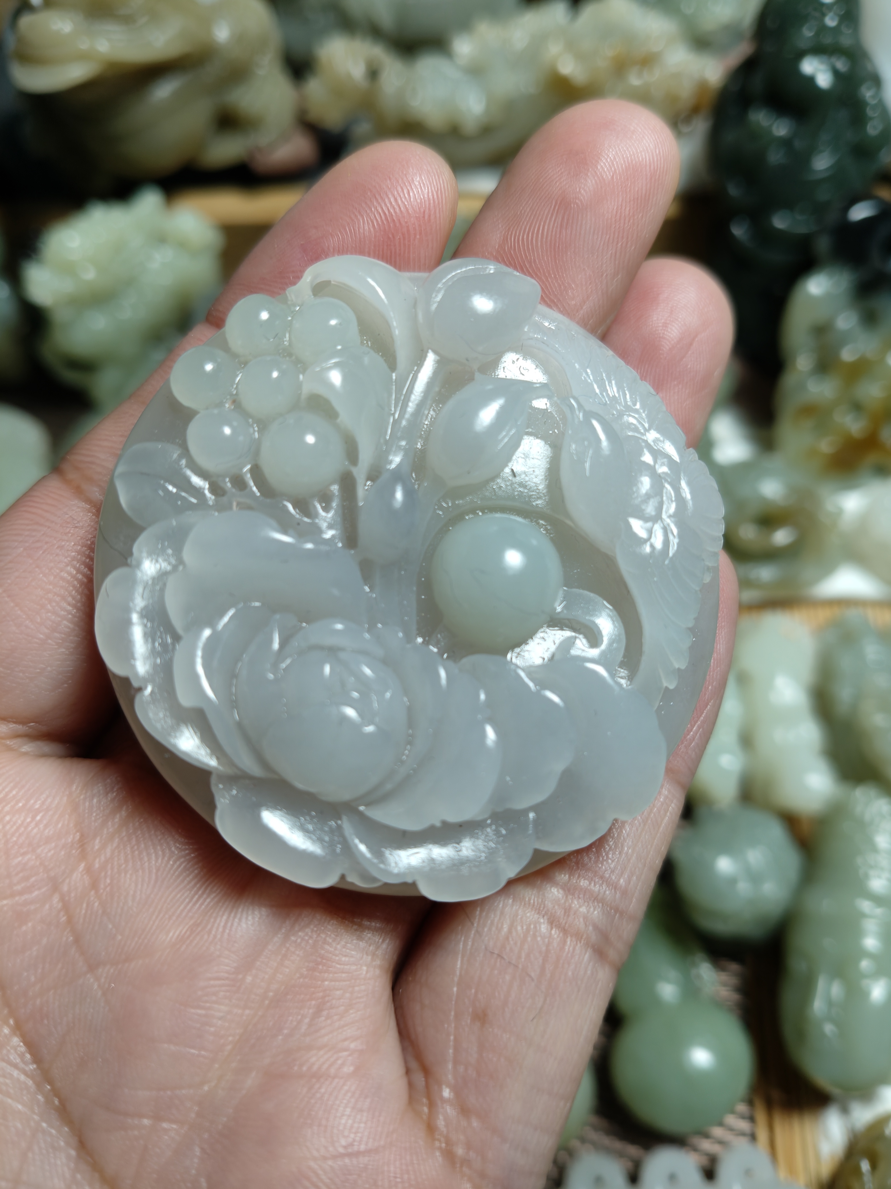 和田玉荣华富贵挂件