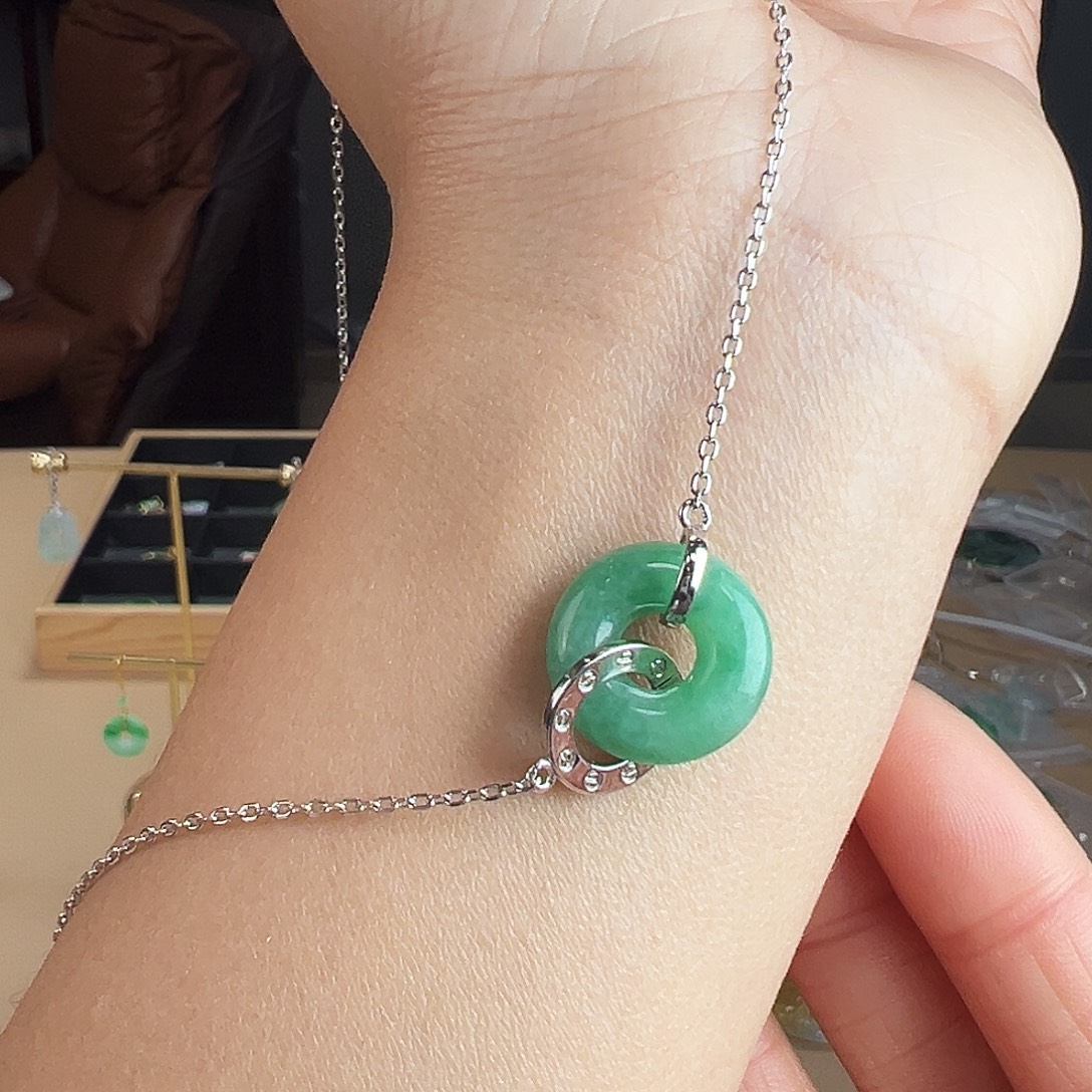 翡翠银S925镶嵌套链套链