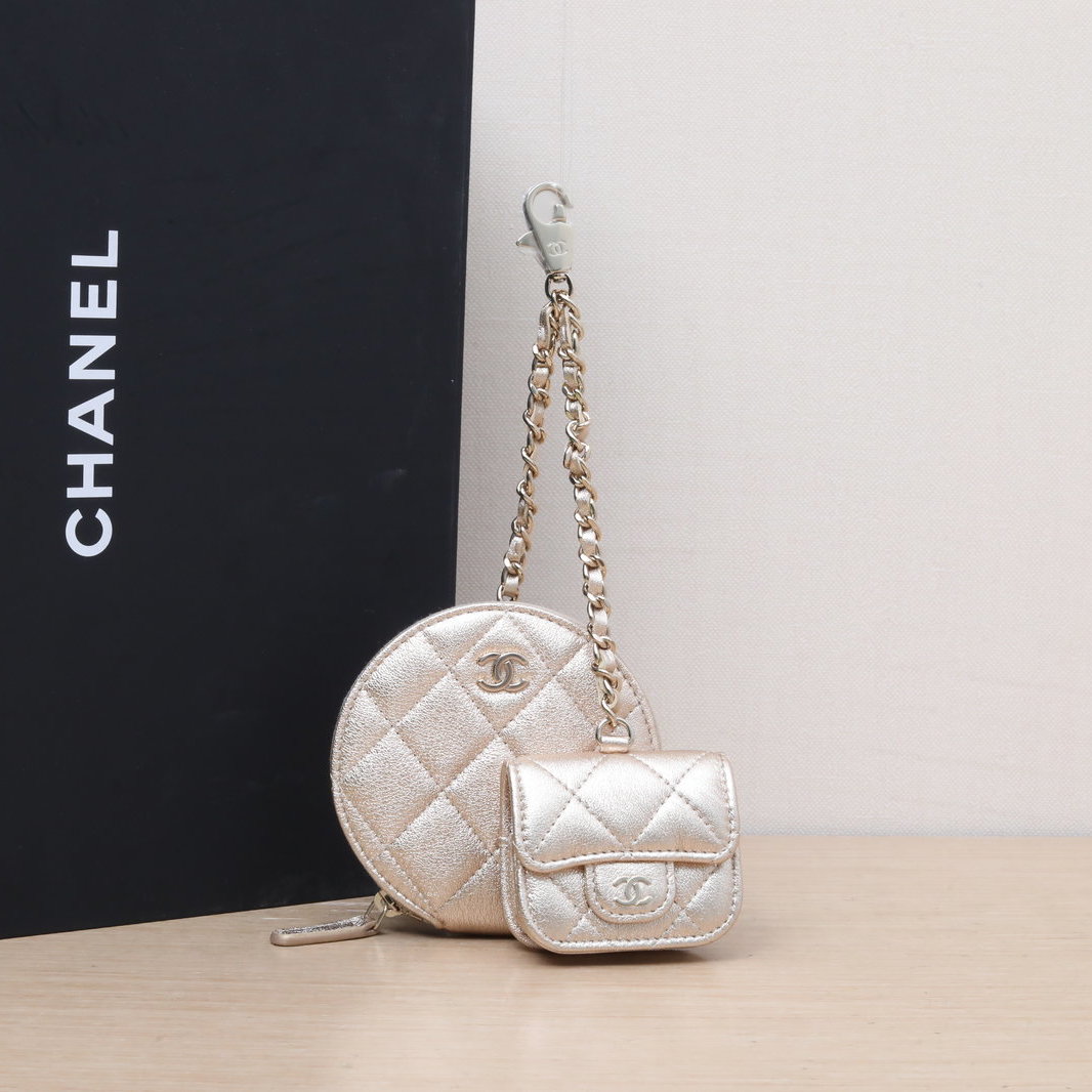 99新 Chanel/香奈儿 汤/P235502156/ 镭射标 金扣 耳机包 圆饼包