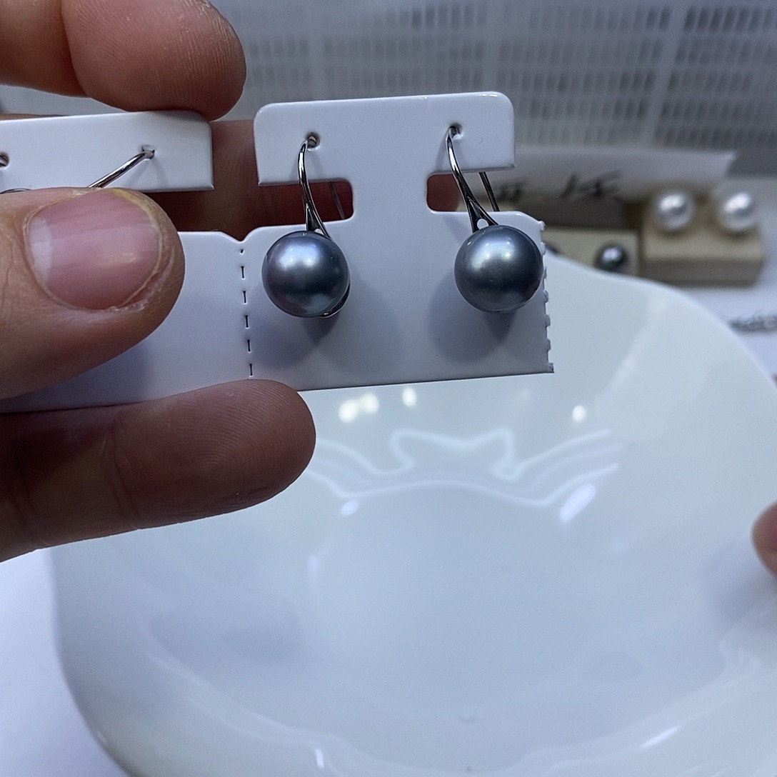 海水珍珠耳饰银S925镶嵌