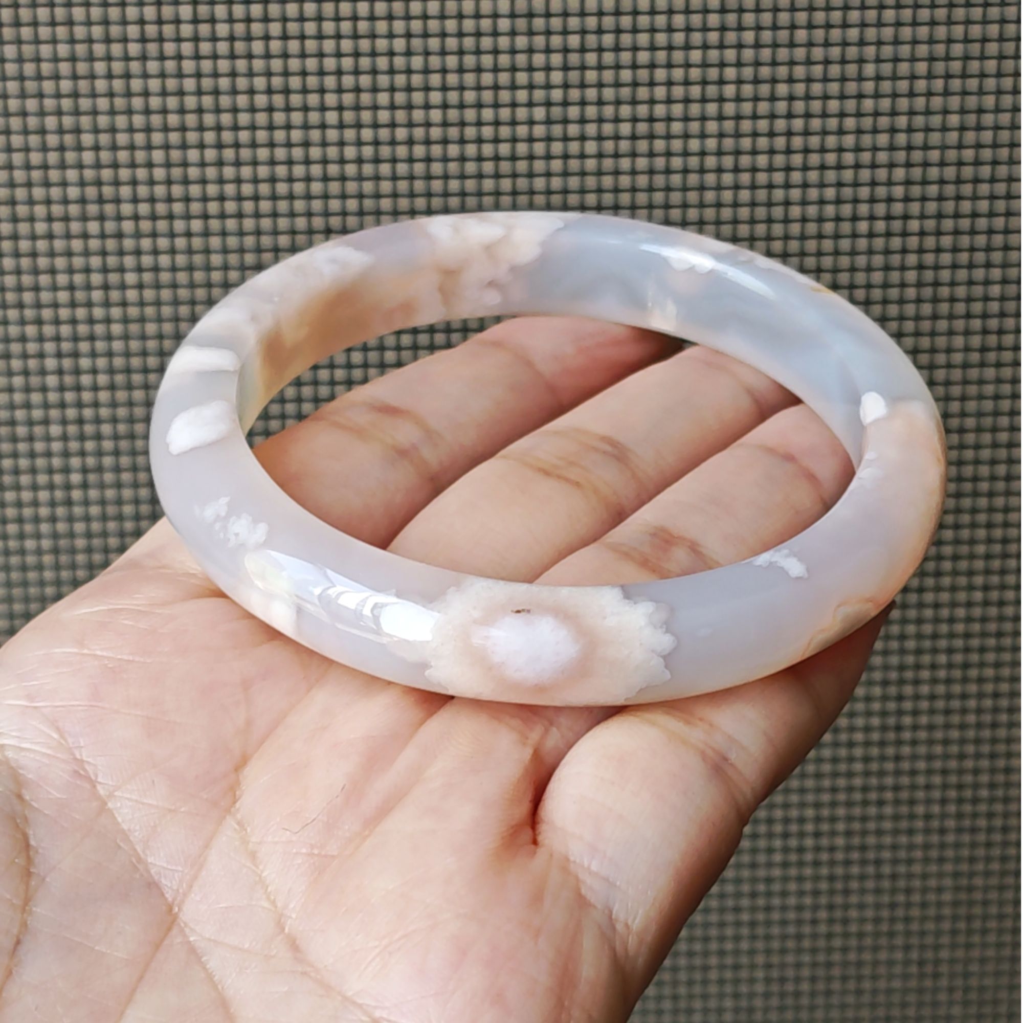 55-56圈口【联系客服有优惠】天然樱花玛瑙玉石水晶手镯手串小件io