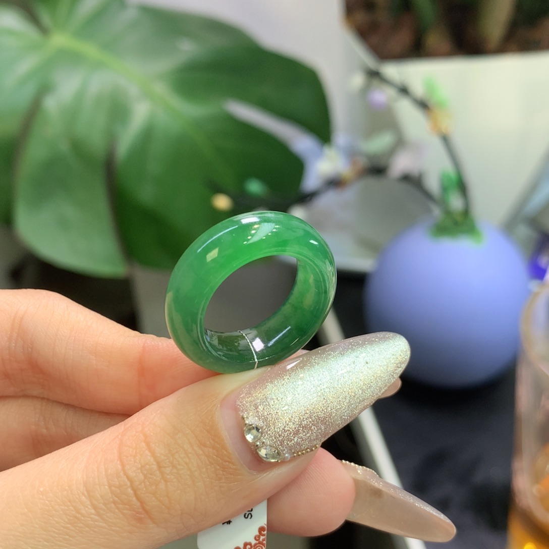 翡翠戒指未镶嵌12满绿