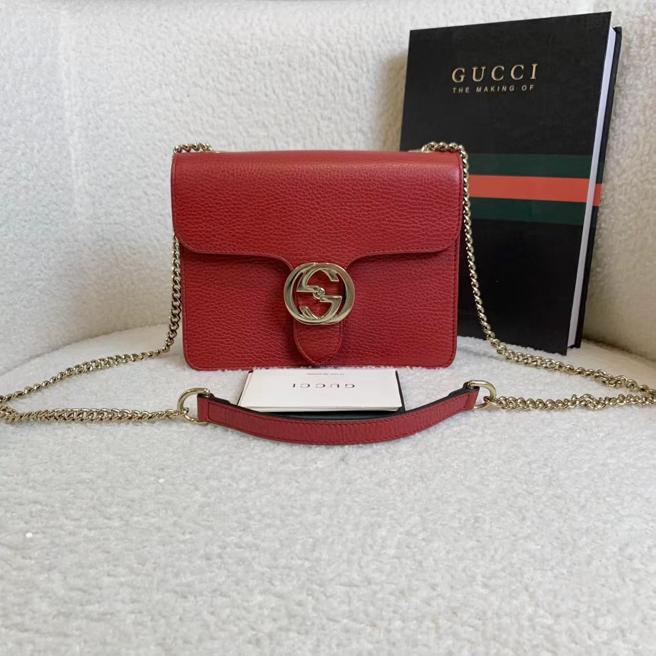99新 GUCCI/古驰 壹臻/红色风琴包 66042557